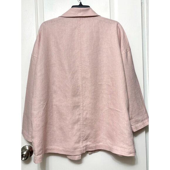 Eileen Fisher Organic Linen Open-Front Blazer in Pink Size S - Picture 6 of 12